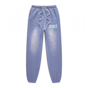 Auracle Washed Dyed Fleece Baggy Joggers (Denim Blue)