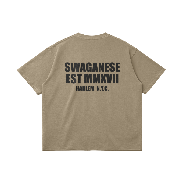 Swaganese Est MMXVII Raw Hem Short & T-Shirt Set (Khaki) - Image 2