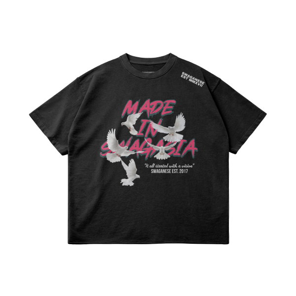 Made In Swagasia Raw Hem Oversized Cropped T-Shirt - Image 5